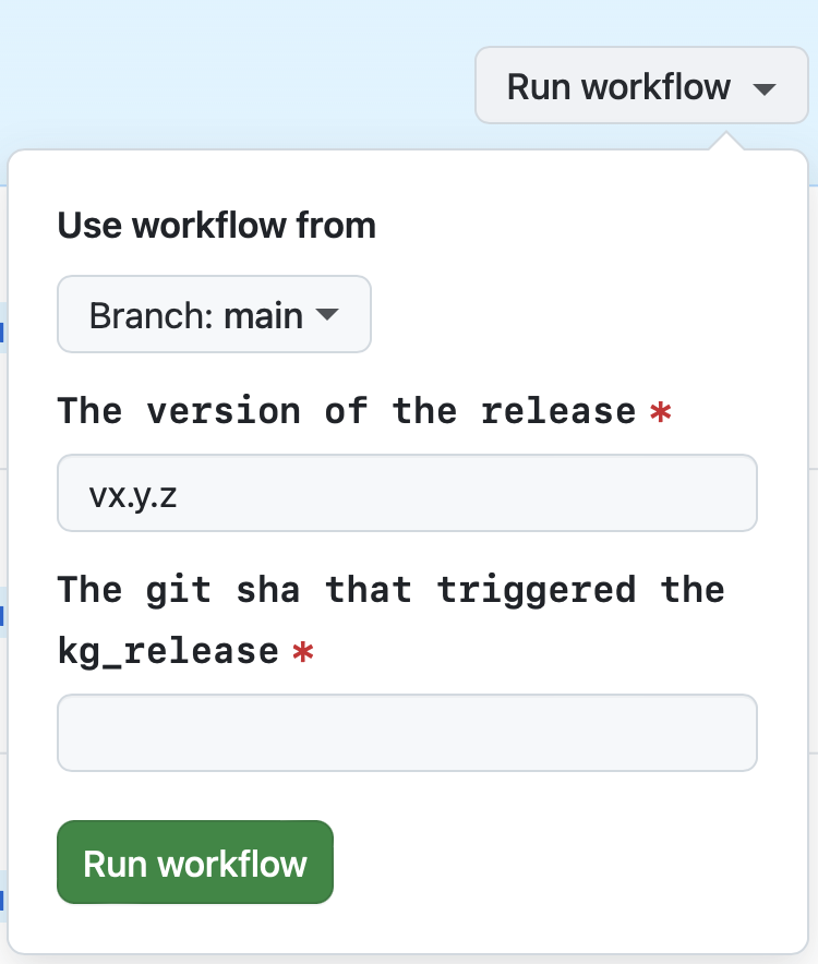 UI of triggering the PR creation